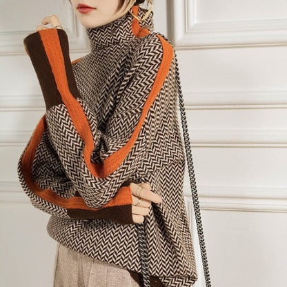 Malou – high-neck sweater with striking stripes