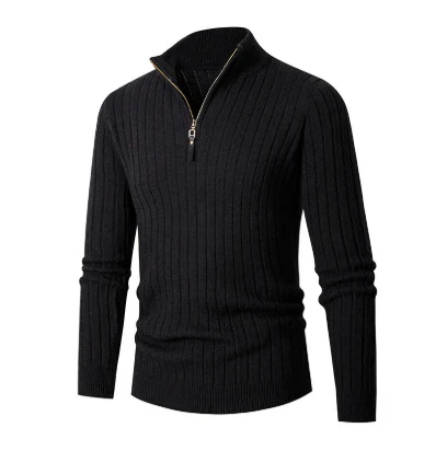 Casual men's sweater with half zipper – modern knit