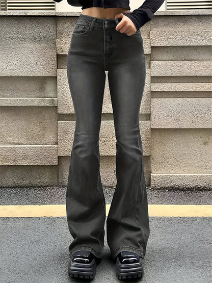 Camila – højtaljede flare stretch jeans med overskæg