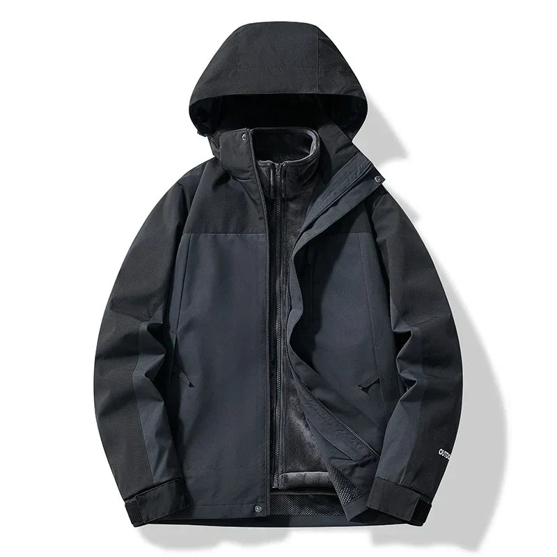 Outdoor ski jacket for men with hood – weatherproof & functional