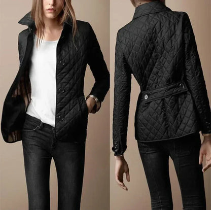 Freya – women's quilted jacket with diamond pattern and button closure