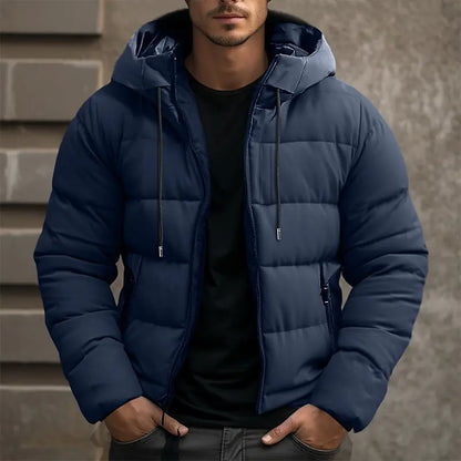Men's winter quilted jacket with hood – warm and comfortable