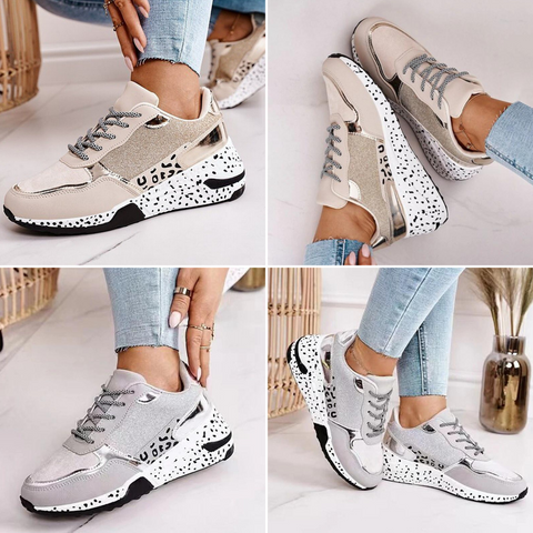 Conie snøresko med leopardprint