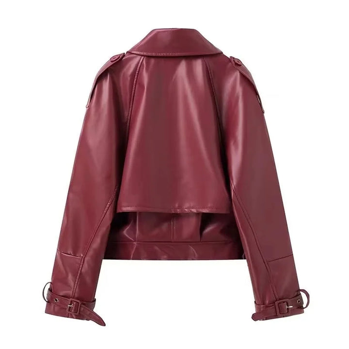 Redou - bordeaux oversize læderjakke - stilfuld og cool