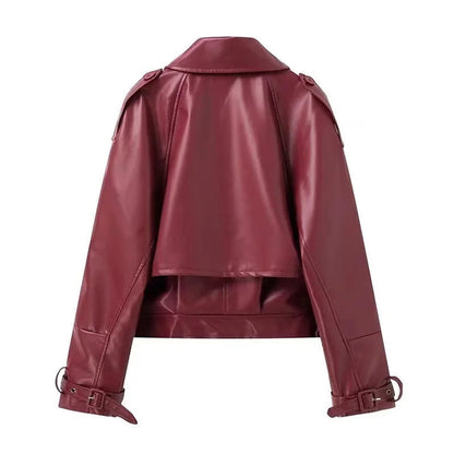 Redou - bordeaux oversize læderjakke - stilfuld og cool