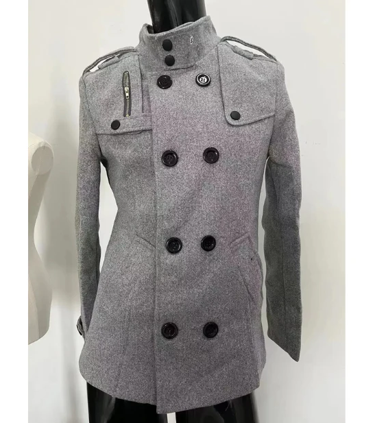 Vinterfrakke til mænd - elegant trenchcoat med stand-up krave og termisk forsegling