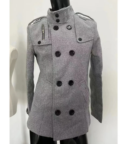 Vinterfrakke til mænd - elegant trenchcoat med stand-up krave og termisk forsegling