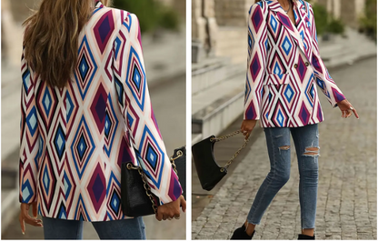 Teen blazer med geometrisk mønster