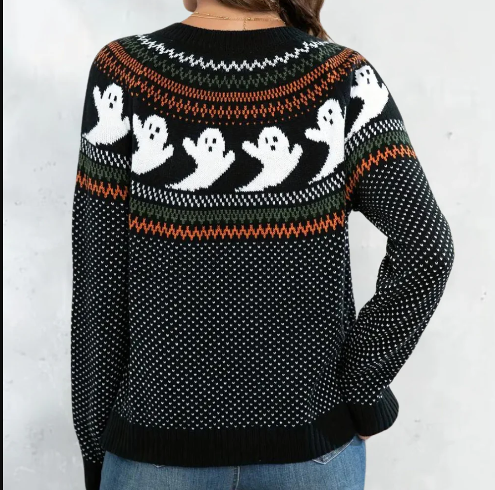 Marika - fortryllende cardigan med spøgelsesmotiv