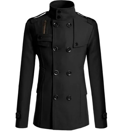 Vinterfrakke til mænd - elegant trenchcoat med stand-up krave og termisk forsegling