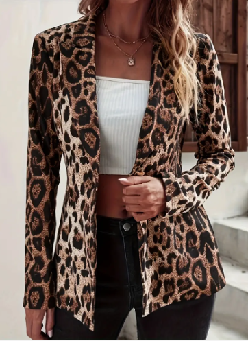 Elegant scarlett blazer med leopardprint