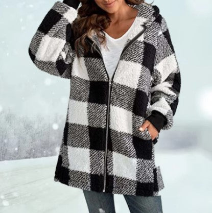 Heidi | Cozy checked hooded jacket winter 2025