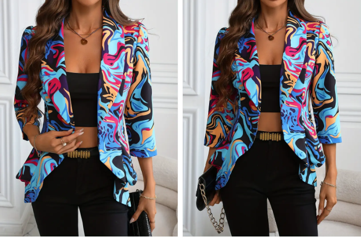 Susannah - livlig blazer med abstrakt print