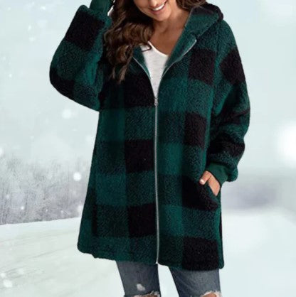 Heidi | Cozy checked hooded jacket winter 2025