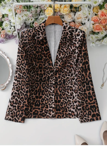 Elegant scarlett blazer med leopardprint