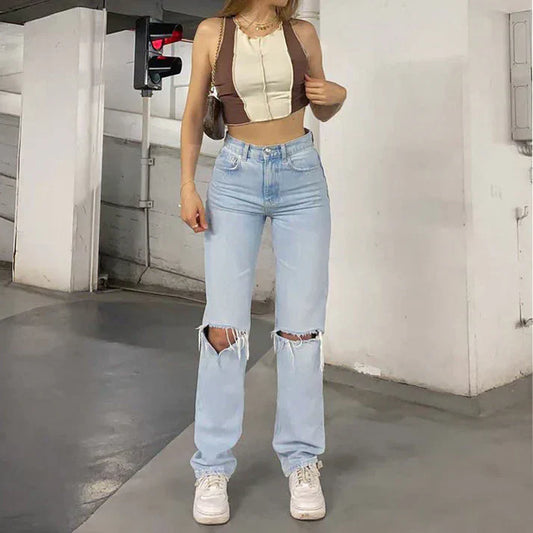 Raelyn - moderigtige ripped jeans til kvinder