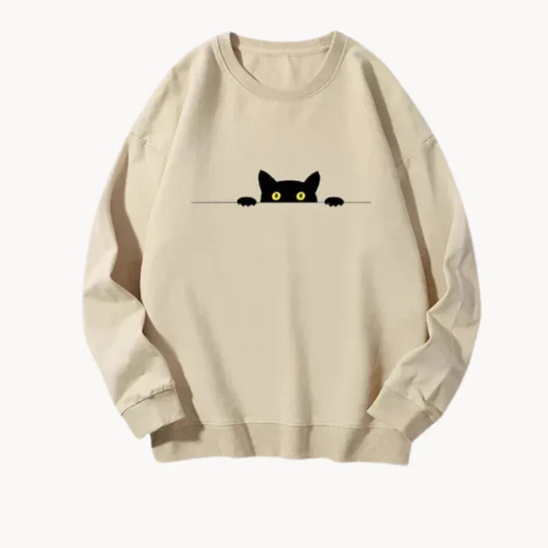 Victoria - legende sweatshirt til kvinder med sort katteprint