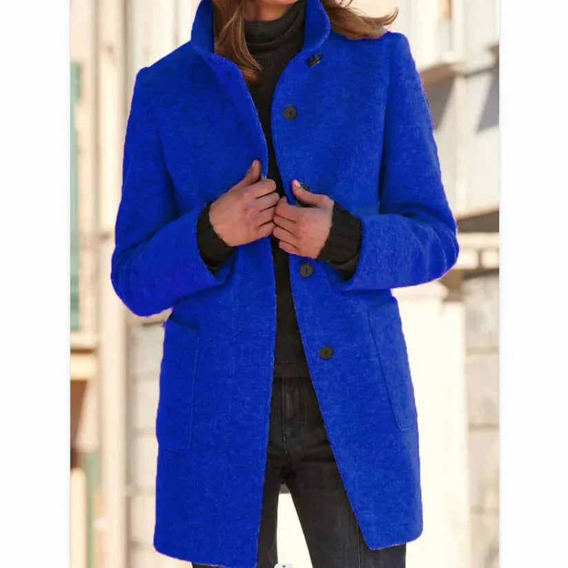 Elina – classic wool coat with a high collar and tailored cut