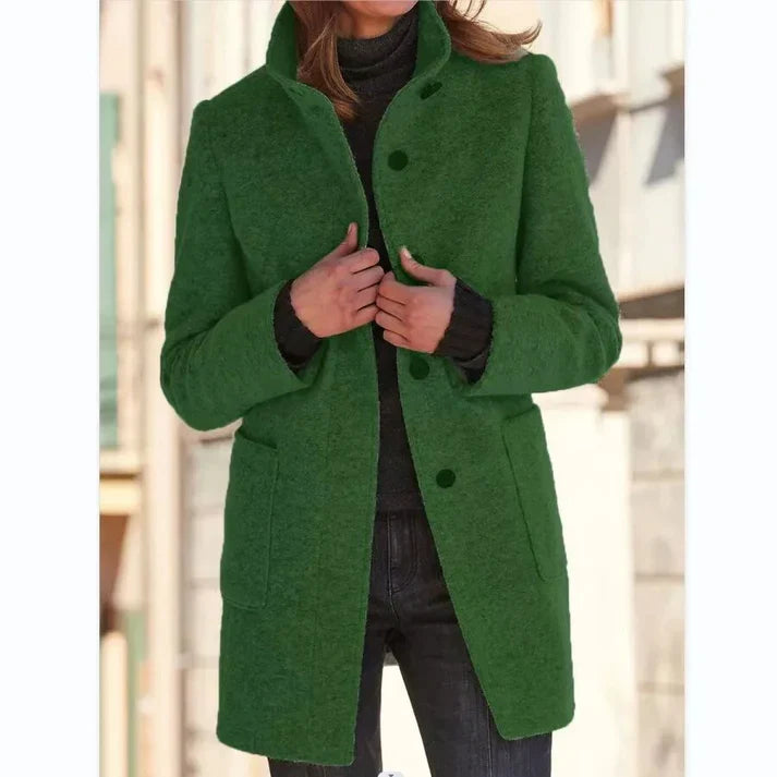 Elina – classic wool coat with a high collar and tailored cut