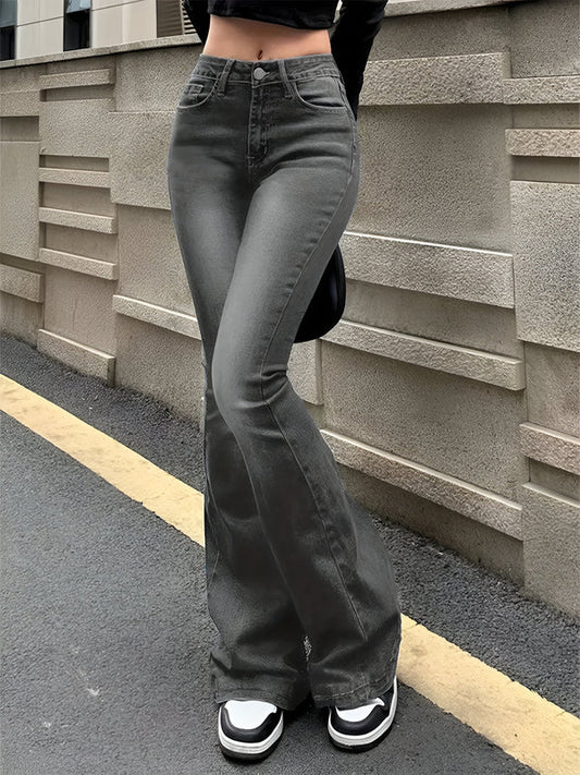 Camila – højtaljede flare stretch jeans med overskæg