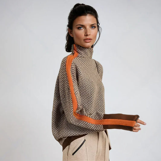 Malou – high-neck sweater with striking stripes