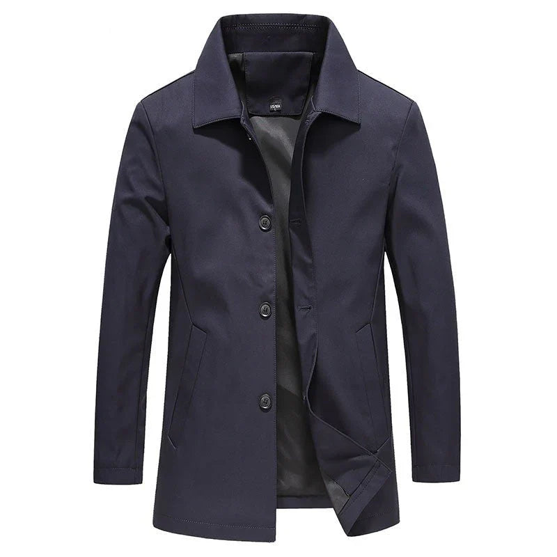 Tobias – tailored trench coat in cotton blend with button placket