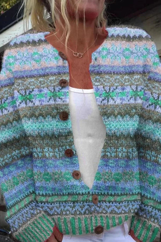 Lotte – blue nordic knit cardigan