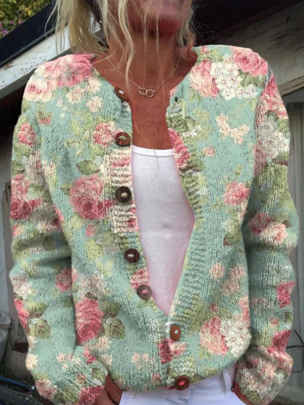 Celia – cardigan with floral details for elegant outfits