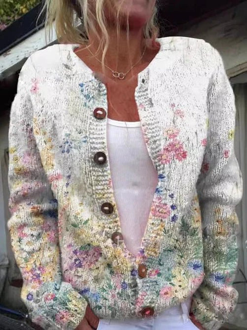Celia – cardigan with floral details for elegant outfits