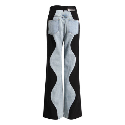 Noemi - baggy jeans med lige snit og patchwork
