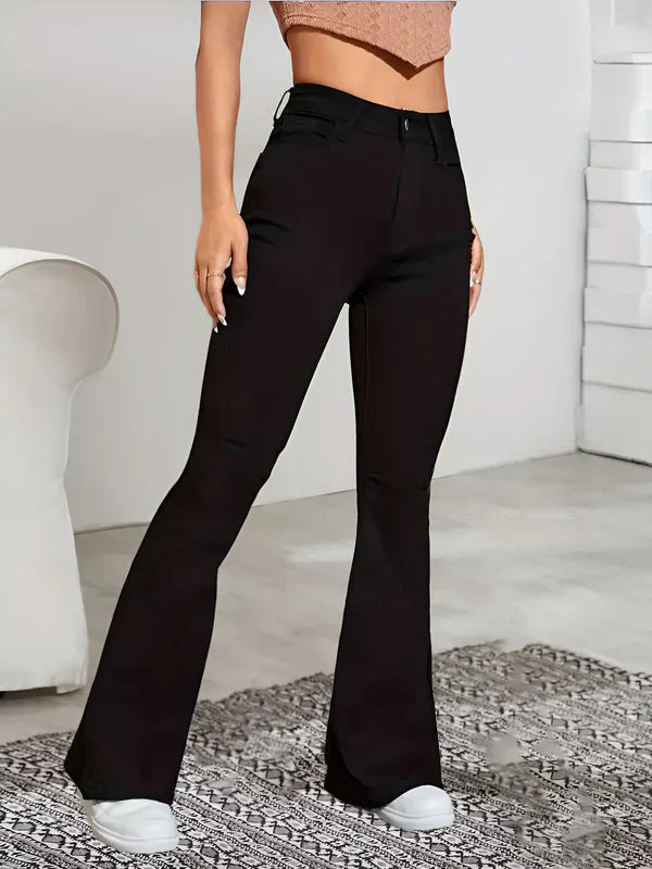 Camila – højtaljede flare stretch jeans med overskæg