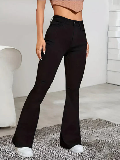 Camila – højtaljede flare stretch jeans med overskæg