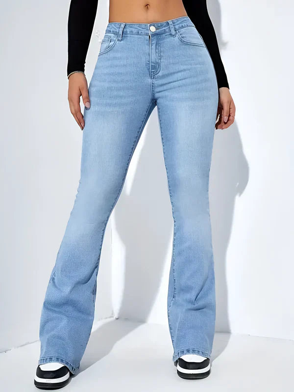 Camila – højtaljede flare stretch jeans med overskæg
