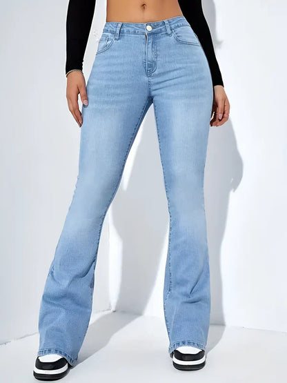 Camila – højtaljede flare stretch jeans med overskæg