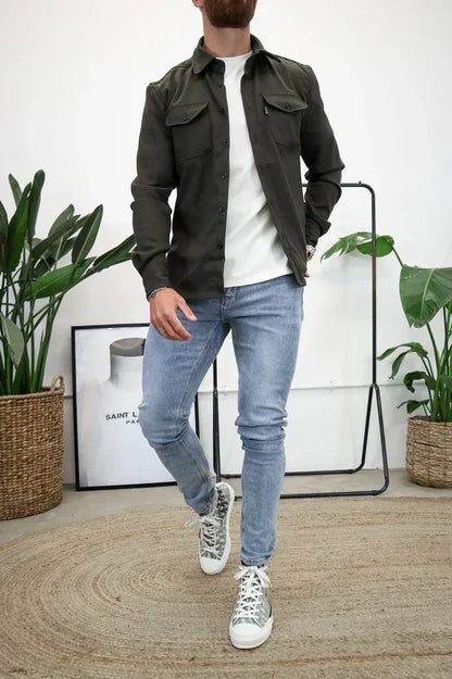 Martin – cotton overshirt with button placket