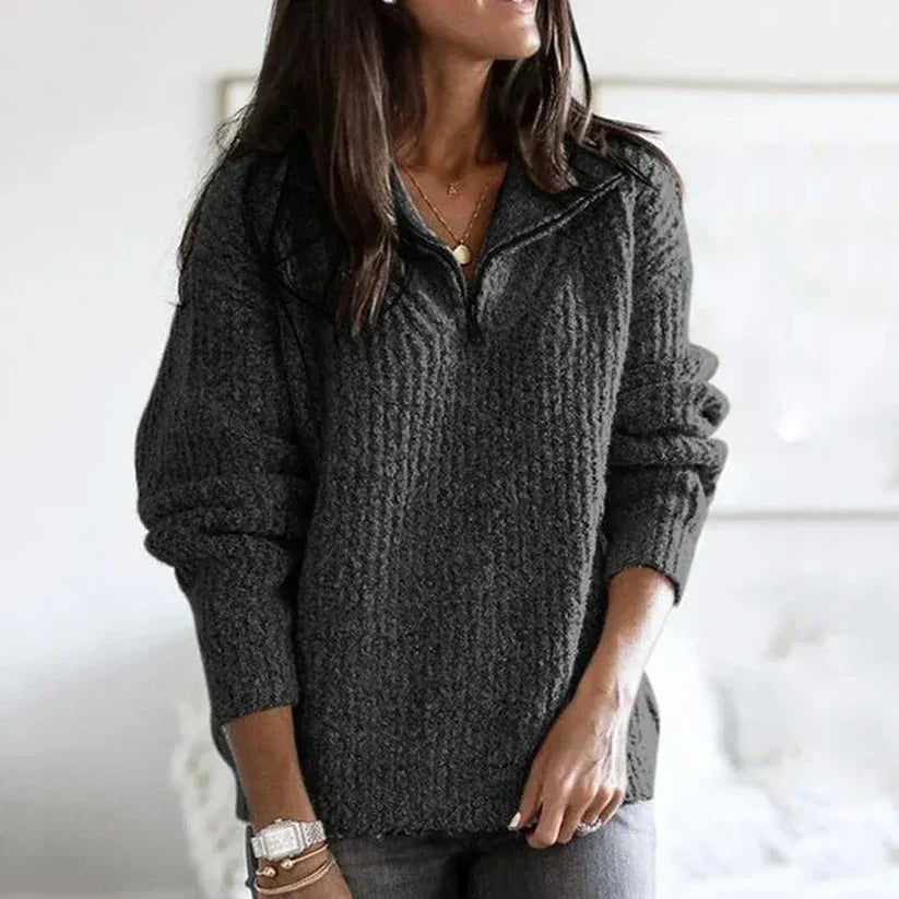 Stina – half-zip knit sweater made from soft wool