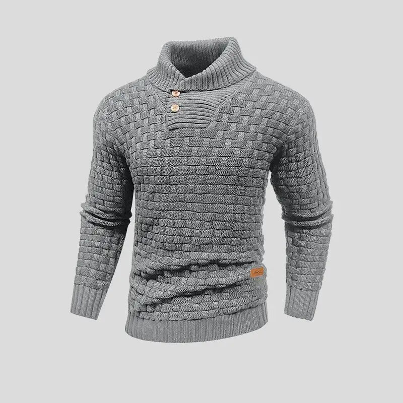 Eldon – knitted sweater with button placket and classic cut