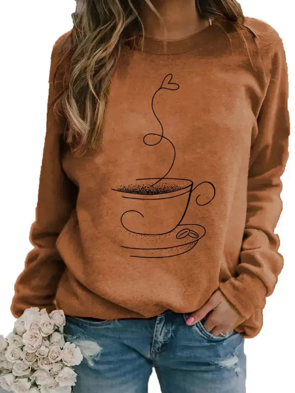 Maja – crewneck sweatshirt with coffee cup graphic print