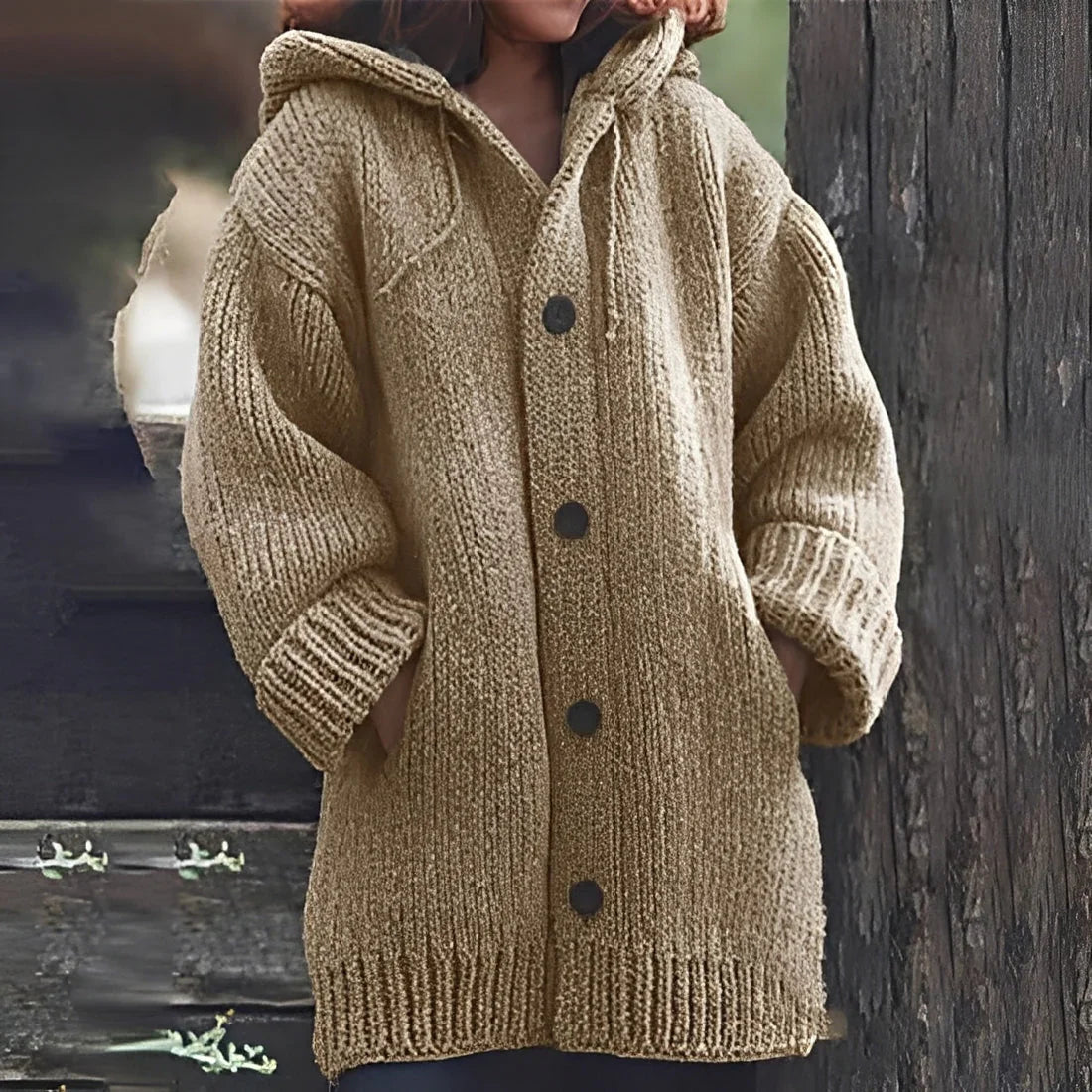 Jaqueline – cozy cardigan with hood and pockets