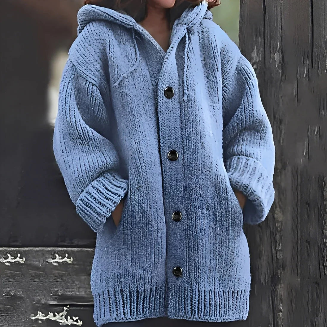 Jaqueline – cozy cardigan with hood and pockets
