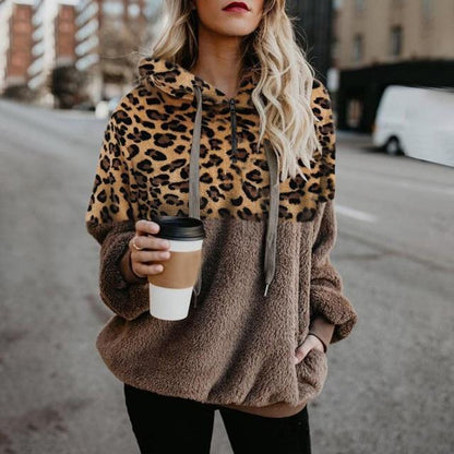 Teddy pullover - ekstrem varm og hyggelig hættetrøje med et stilfuldt leopardprint til foråret