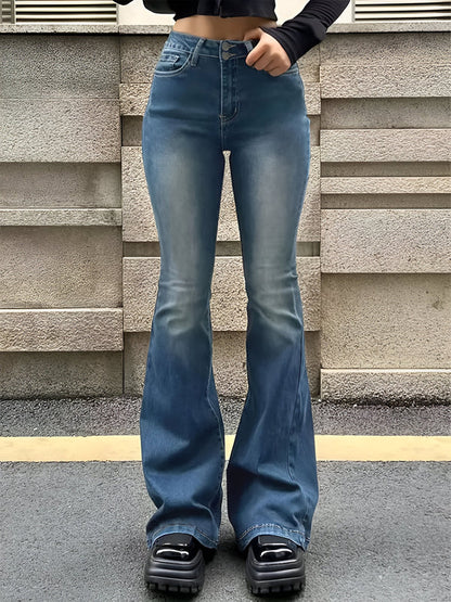 Camila – højtaljede flare stretch jeans med overskæg